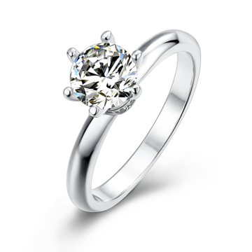 Classic  925 Silver Moissanite Ring For Women Wedding Ring Six Prong  With Cutting Diamonds  For Anniversary